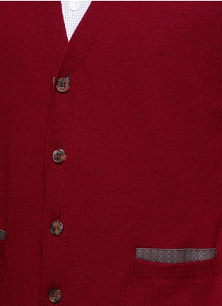 Detail View - Click To Enlarge - CANALI - Suede trim wool cardigan