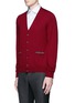 Front View - Click To Enlarge - CANALI - Suede trim wool cardigan