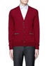Main View - Click To Enlarge - CANALI - Suede trim wool cardigan