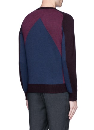 Back View - Click To Enlarge - CANALI - Panelled colourblock wool knit sweater