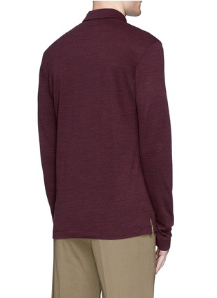 Back View - Click To Enlarge - CANALI - Fleece wool piqué polo shirt