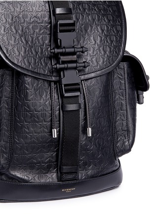Detail View - Click To Enlarge - GIVENCHY - 'Obsedia' star and trident embossed leather backpack
