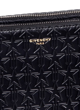 Detail View - Click To Enlarge - GIVENCHY - 'LC' embossed star and trident leather zip pouch