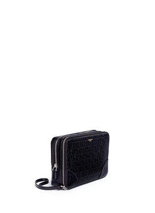 Front View - Click To Enlarge - GIVENCHY - 'LC' embossed star and trident leather zip pouch