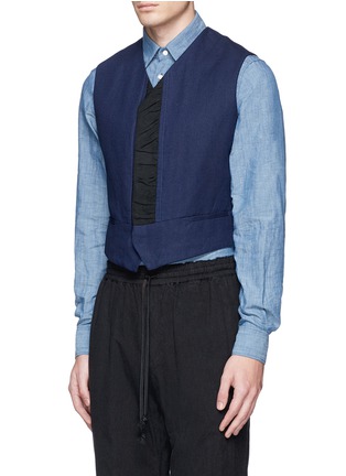 Front View - Click To Enlarge - HAIDER ACKERMANN - Cotton-linen chambray waistcoat