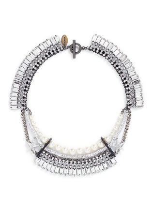 Main View - Click To Enlarge - VENNA - Crystal pavé star faux pearl fringe necklace