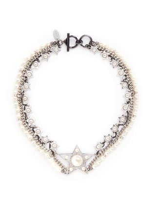 Main View - Click To Enlarge - VENNA - Crystal faux pearl star chain necklace