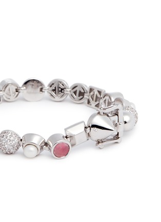 Detail View - Click To Enlarge - EDDIE BORGO - 'Collage' rose quartz pearl bracelet