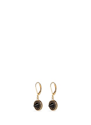 Main View - Click To Enlarge - EDDIE BORGO - 'French Clip Cone Day' onyx drop pavé earrings