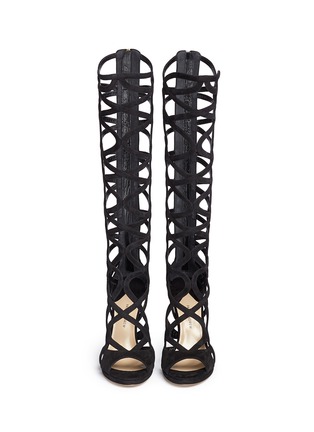 Front View - Click To Enlarge - PAUL ANDREW - 'Mia' knee high suede gladiator sandals