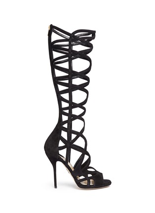 Main View - Click To Enlarge - PAUL ANDREW - 'Mia' knee high suede gladiator sandals