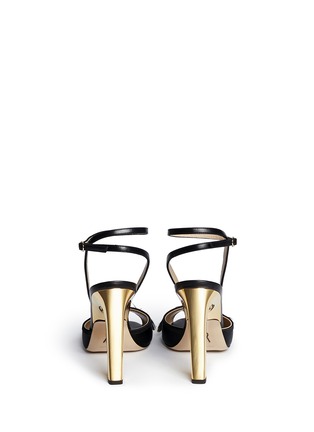 Back View - Click To Enlarge - PAUL ANDREW - 'Piume' 24k gold dipped heel feather satin sandals