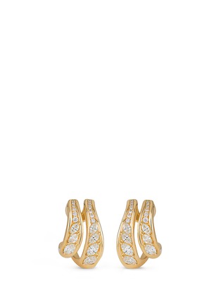 Main View - Click To Enlarge - FERNANDO JORGE - 'Stream Doubled' diamond 18k yellow gold hoop earrings