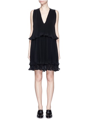 Main View - Click To Enlarge - CHLOÉ - Accordion pleated georgette V-neck dress
