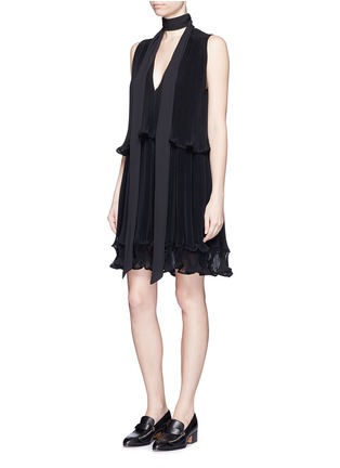 Figure View - Click To Enlarge - CHLOÉ - Accordion pleated georgette V-neck dress