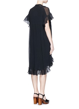 Back View - Click To Enlarge - CHLOÉ - Ruffle lace-up cotton crépon dress