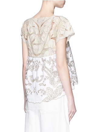 Back View - Click To Enlarge - CHLOÉ - Floral embroidery cotton-linen top