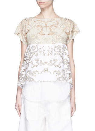 Main View - Click To Enlarge - CHLOÉ - Floral embroidery cotton-linen top