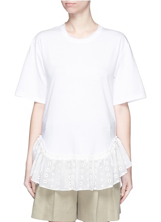 Main View - Click To Enlarge - CHLOÉ - Broderie anglaise hem cotton T-shirt