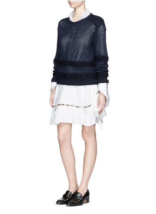 Figure View - Click To Enlarge - CHLOÉ - Lace-up ruffle hem crepe skirt