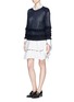 Figure View - Click To Enlarge - CHLOÉ - Lace-up ruffle hem crepe skirt