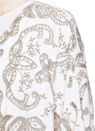 Detail View - Click To Enlarge - CHLOÉ - Floral embroidery cotton-linen overcoat