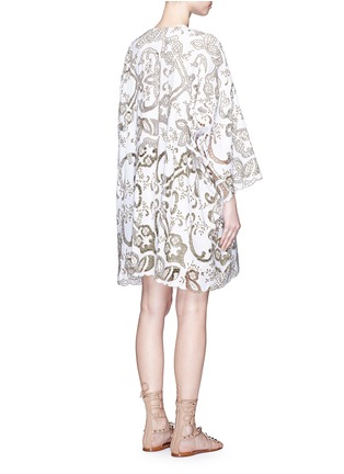 Back View - Click To Enlarge - CHLOÉ - Floral embroidery cotton-linen overcoat