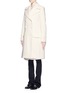 Figure View - Click To Enlarge - CHLOÉ - Two piece shearling gilet double-breasted wool coat