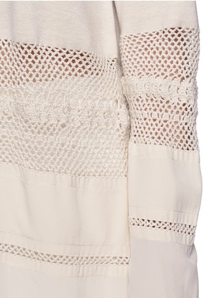 Detail View - Click To Enlarge - CHLOÉ - Crochet silk panel insert sweater