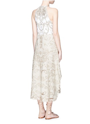 Back View - Click To Enlarge - CHLOÉ - Broderie anglaise linen-cotton halterneck dress