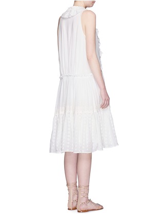 Back View - Click To Enlarge - CHLOÉ - Lace-up frill V-neck tiered dress