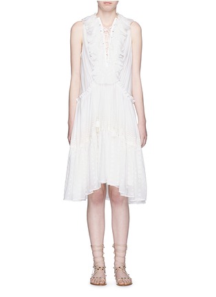 Main View - Click To Enlarge - CHLOÉ - Lace-up frill V-neck tiered dress