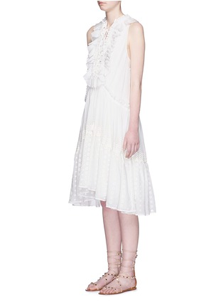 Figure View - Click To Enlarge - CHLOÉ - Lace-up frill V-neck tiered dress