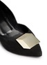 Detail View - Click To Enlarge - PIERRE HARDY - Cube metal plate suede leather pumps