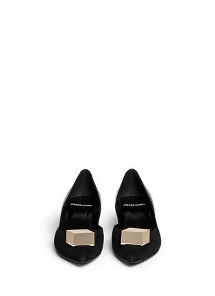 Figure View - Click To Enlarge - PIERRE HARDY - Cube metal plate suede leather pumps