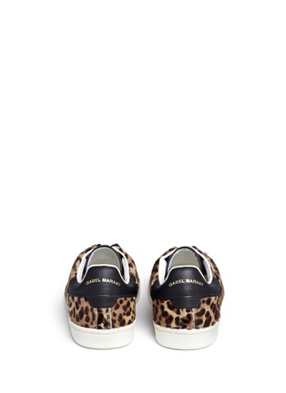 Back View - Click To Enlarge - ISABEL MARANT ÉTOILE - 'Bart' leopard calf hair wedge sneakers