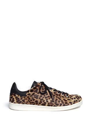 Main View - Click To Enlarge - ISABEL MARANT ÉTOILE - 'Bart' leopard calf hair wedge sneakers