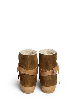 Back View - Click To Enlarge - ISABEL MARANT ÉTOILE - 'Nygel' leather strap shearling suede boots
