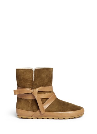 Main View - Click To Enlarge - ISABEL MARANT ÉTOILE - 'Nygel' leather strap shearling suede boots