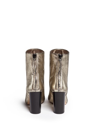 Back View - Click To Enlarge - ISABEL MARANT - Metallic cracked leather ankle boots