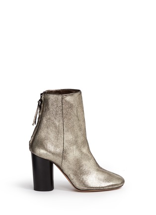 Main View - Click To Enlarge - ISABEL MARANT - Metallic cracked leather ankle boots