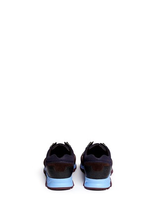 Back View - Click To Enlarge - LANVIN - Suede mesh patchwork sneakers