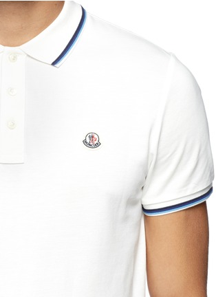 Detail View - Click To Enlarge - MONCLER - Contrast trim logo embroidery polo shirt