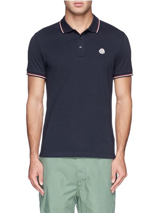 Main View - Click To Enlarge - MONCLER - Contrast trim logo embroidery polo shirt