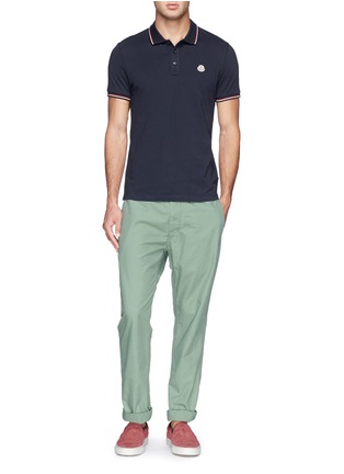 Figure View - Click To Enlarge - MONCLER - Contrast trim logo embroidery polo shirt