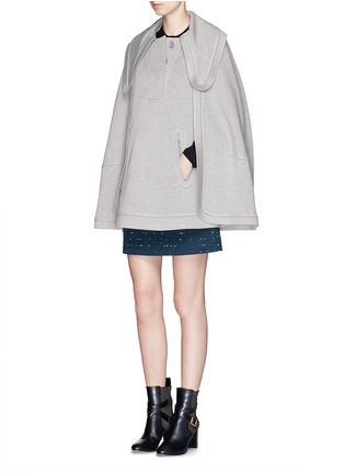 Figure View - Click To Enlarge - CHLOÉ - Oversize collar jersey cape coat