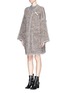 Front View - Click To Enlarge - CHLOÉ - Textured tweed knit toggle wrap coat