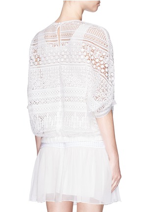 Back View - Click To Enlarge - CHLOÉ - Guipure lace patchwork stripe top