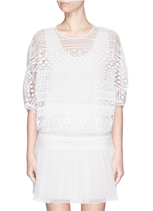 Main View - Click To Enlarge - CHLOÉ - Guipure lace patchwork stripe top