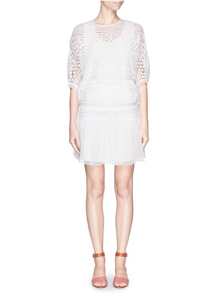 Figure View - Click To Enlarge - CHLOÉ - Guipure lace patchwork stripe top